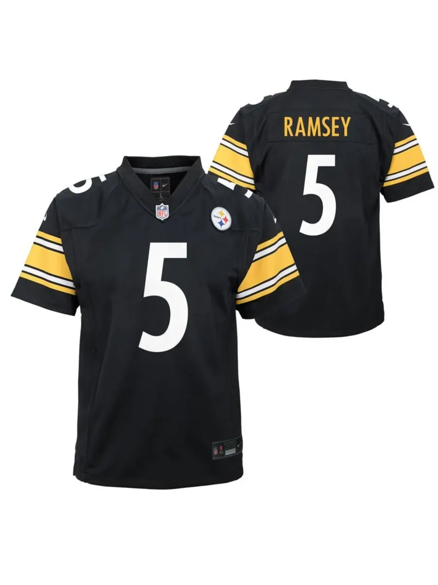 Nike Большая футболка для мальчиков и девочек Jalen Ramsey Black Pittsburgh Steelers Team Game — изображение 1 из 3, черный