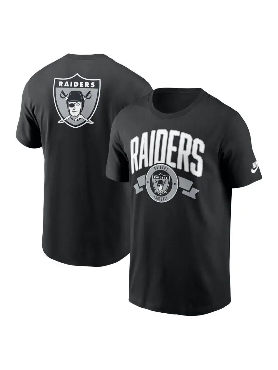 Nike Мужская черная футболка Las Vegas Raiders Rewind с изображением спереди и сзади — изображение 1 из 3, черный