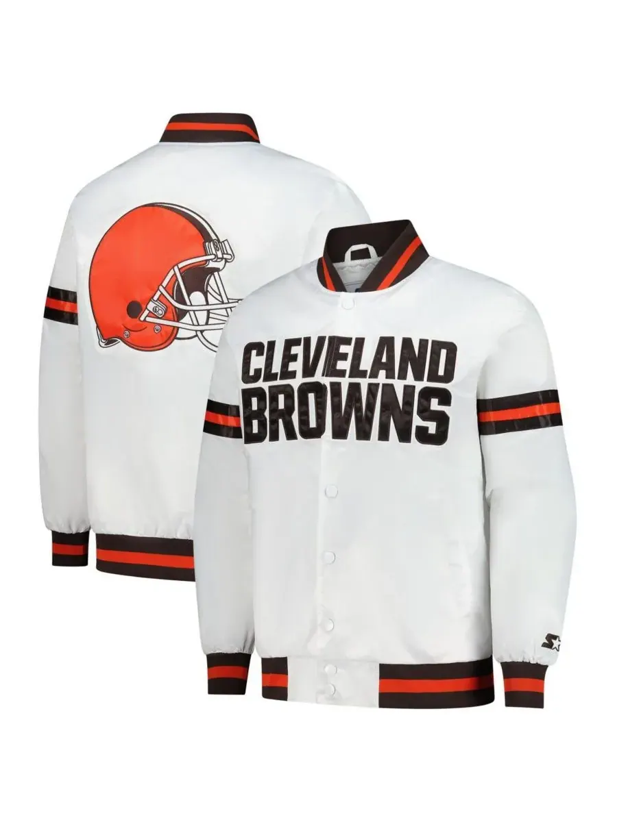 Starter Мужская белая куртка-бомбер Cleveland Browns Scout с застежкой на кнопках — изображение 1 из 3, белый
