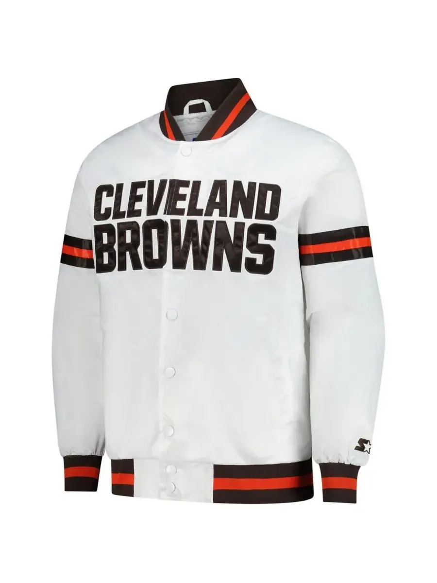 Starter Мужская белая куртка-бомбер Cleveland Browns Scout с застежкой на кнопках — изображение 2 из 3, белый