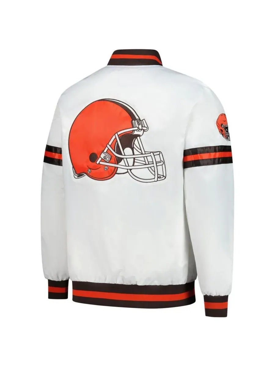 Starter Мужская белая куртка-бомбер Cleveland Browns Scout с застежкой на кнопках — изображение 3 из 3, белый