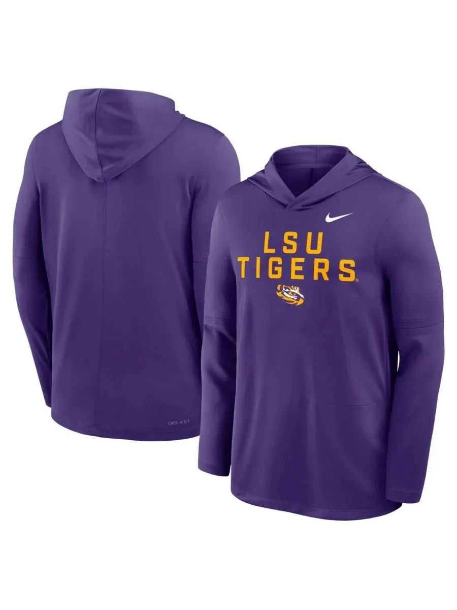 Nike Мужская фиолетовая толстовка с длинными рукавами LSU Tigers 2025 Sideline Performance — изображение 4 из 5, фиолетовый