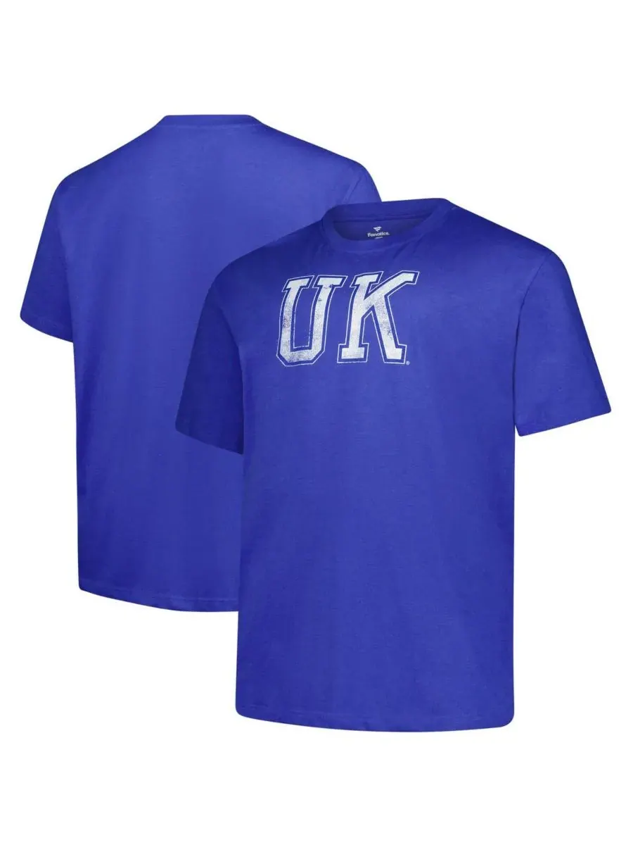 Мужская футболка Royal Kentucky Wildcats большого размера с потертым логотипом Fanatics — изображение 1 из 3, королевский