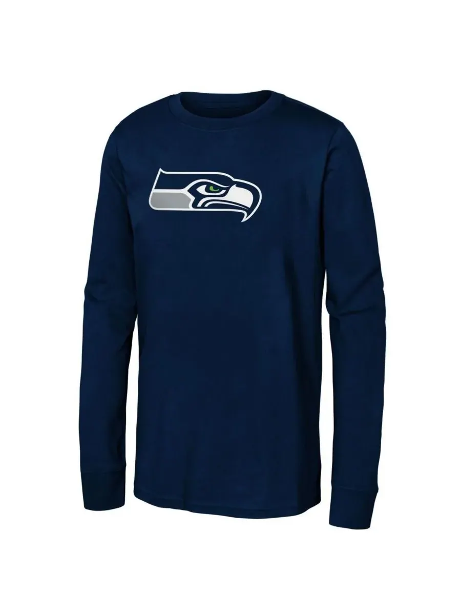 Outerstuff Футболка с длинным рукавом Big Boys and Girls College Navy Seattle Seahawks Primary Logo — изображение 1 из 1