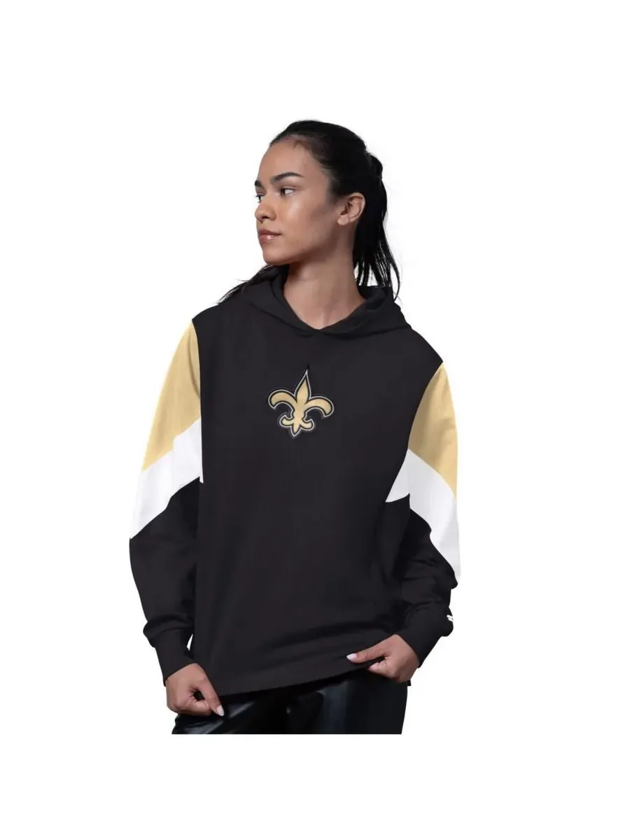 Starter Женская черная толстовка с капюшоном New Orleans Saints для тренировочных матчей — изображение 1 из 2, черный