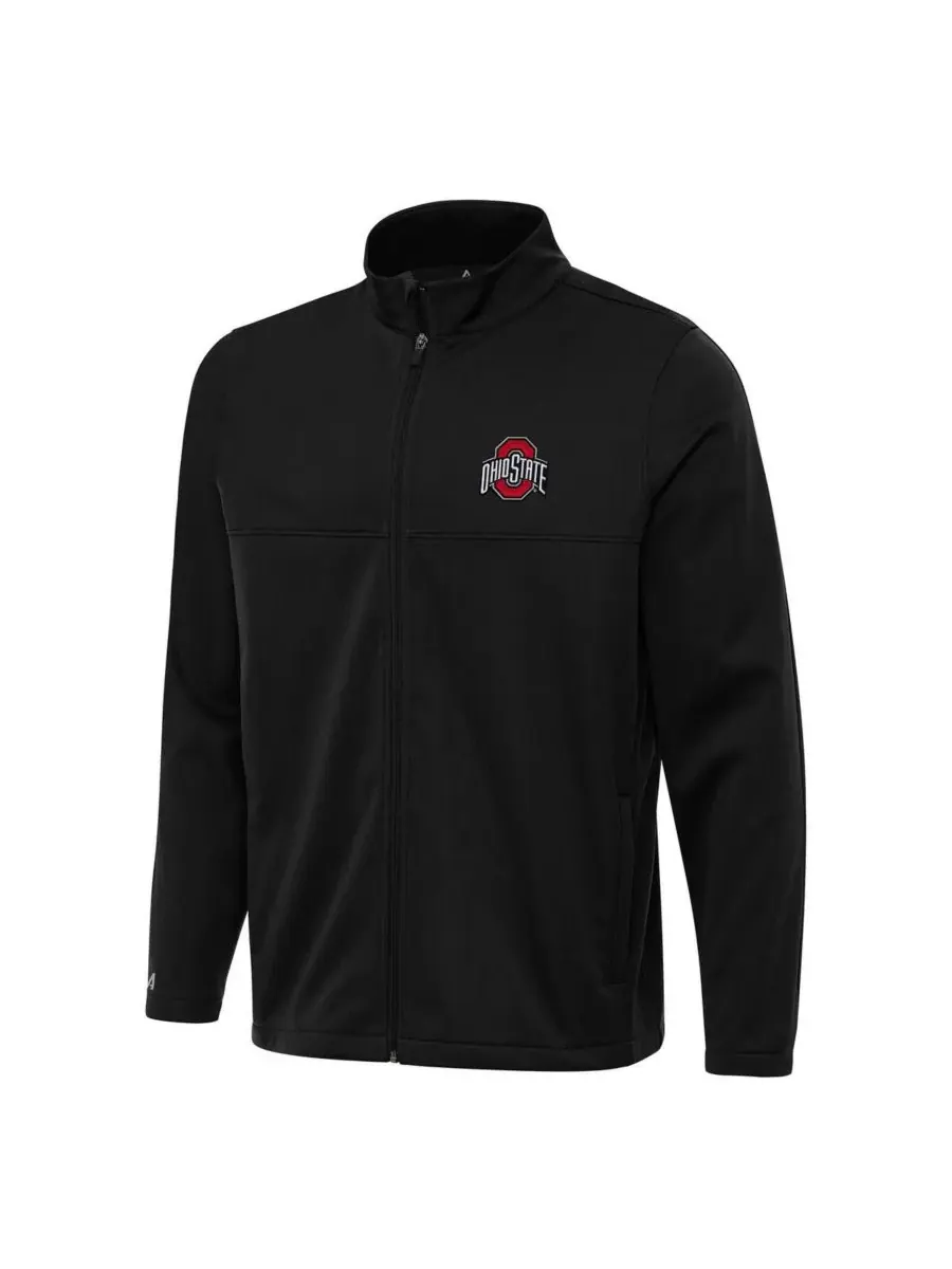 Antigua Мужская черная куртка для гольфа Ohio State Buckeyes Links 2 на молнии — изображение 1 из 1, черный