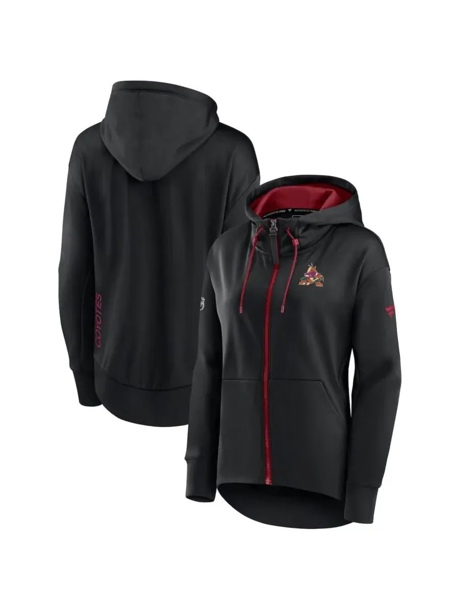Fanatics Женская черная толстовка на молнии Arizona Coyotes Authentic Pro Rink — изображение 1 из 3, черный красный
