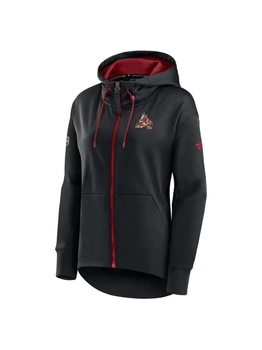 Fanatics Женская черная толстовка на молнии Arizona Coyotes Authentic Pro Rink — изображение 2 из 3, черный красный