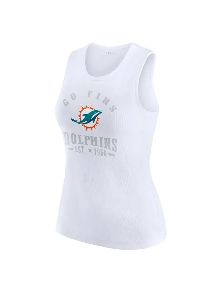 WEAR by Erin Andrews Женская белая ребристая майка с графическим принтом "Майами Долфинс" — изображение 3 из 3, белый