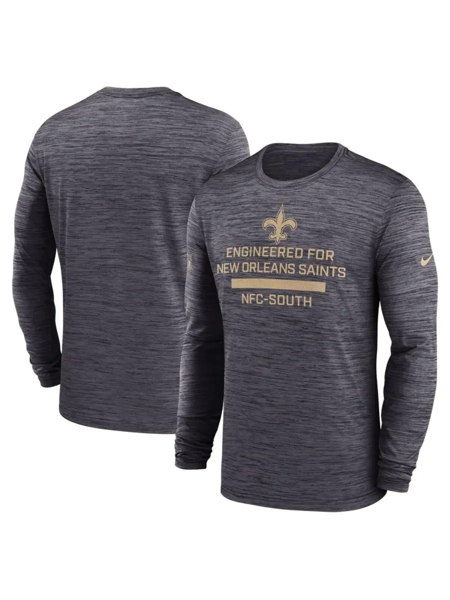 Nike Мужская черная футболка с длинным рукавом New Orleans Saints Sideline Velocity Performance — изображение 1 из 3, черный