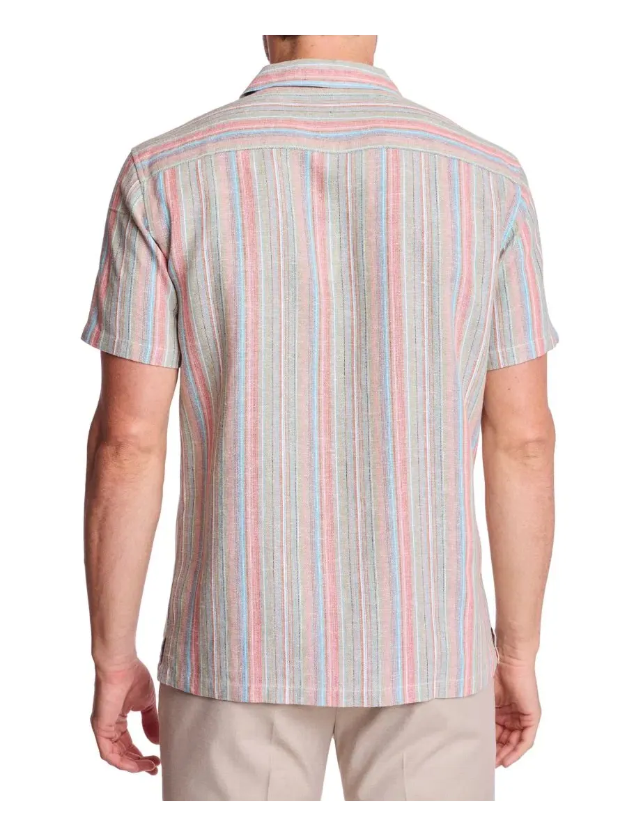 Мужская полосатая рубашка с коротким рукавом Paisley & Gray, Ocean Coral Stripe — изображение 5 из 7