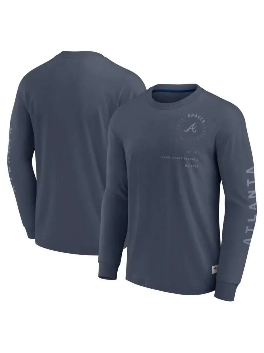 Fanatics Мужская синяя футболка с длинным рукавом Atlanta Braves Elements Future Ground Tonal Info — изображение 1 из 3