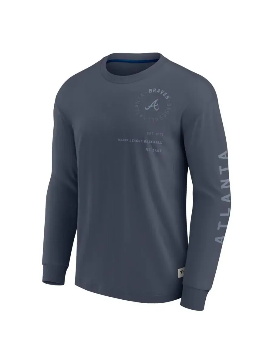 Fanatics Мужская синяя футболка с длинным рукавом Atlanta Braves Elements Future Ground Tonal Info — изображение 2 из 3