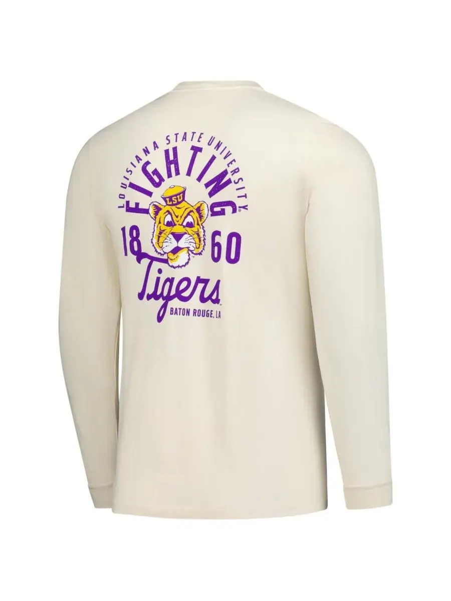 Мужская футболка с длинным рукавом Natural LSU Tigers Comfort Colors с изображением талисмана — изображение 2 из 3