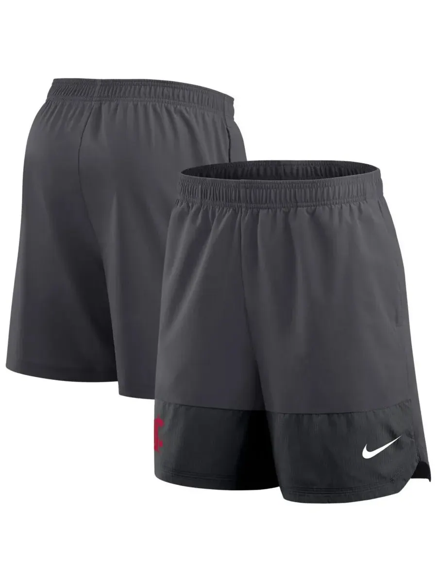 Nike Мужские спортивные шорты цвета антрацит для команды Washington State Cougars 2025 года — изображение 1 из 3, серый