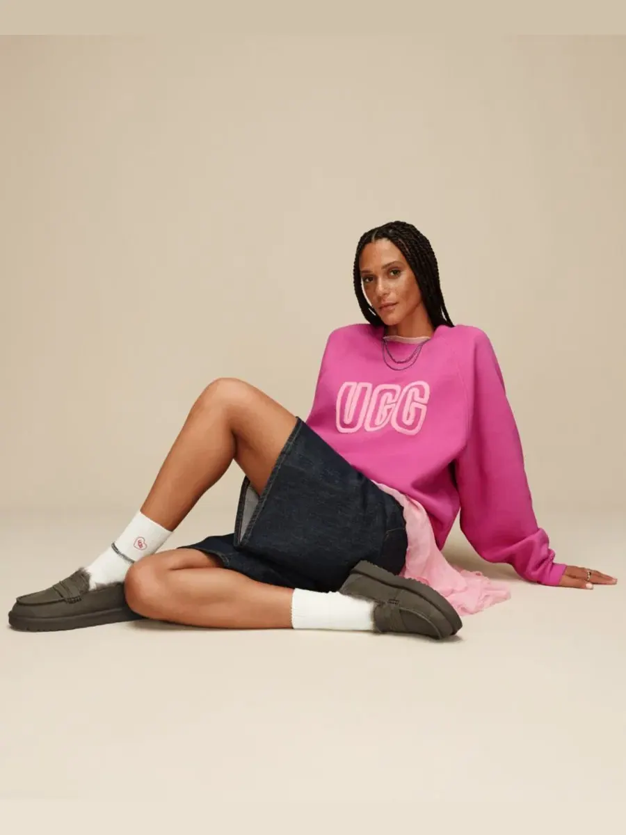 Женские носки UGG из ребристой вязки с вышитыми сердечками UGG, W Rib Knit Slouchy Quart — изображение 4 из 5