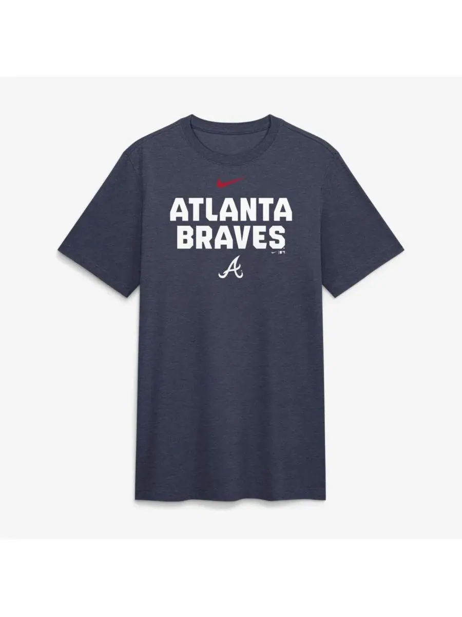 Мужская футболка цвета светло-синего меланжа с логотипом Atlanta Braves, выполненная из смешанной — изображение 4 из 4