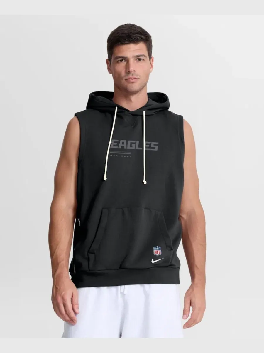 Безрукавный худи с капюшоном Philadelphia Eagles Sideline Standard Issue Dri-FIT Nike — изображение 1 из 5, черный