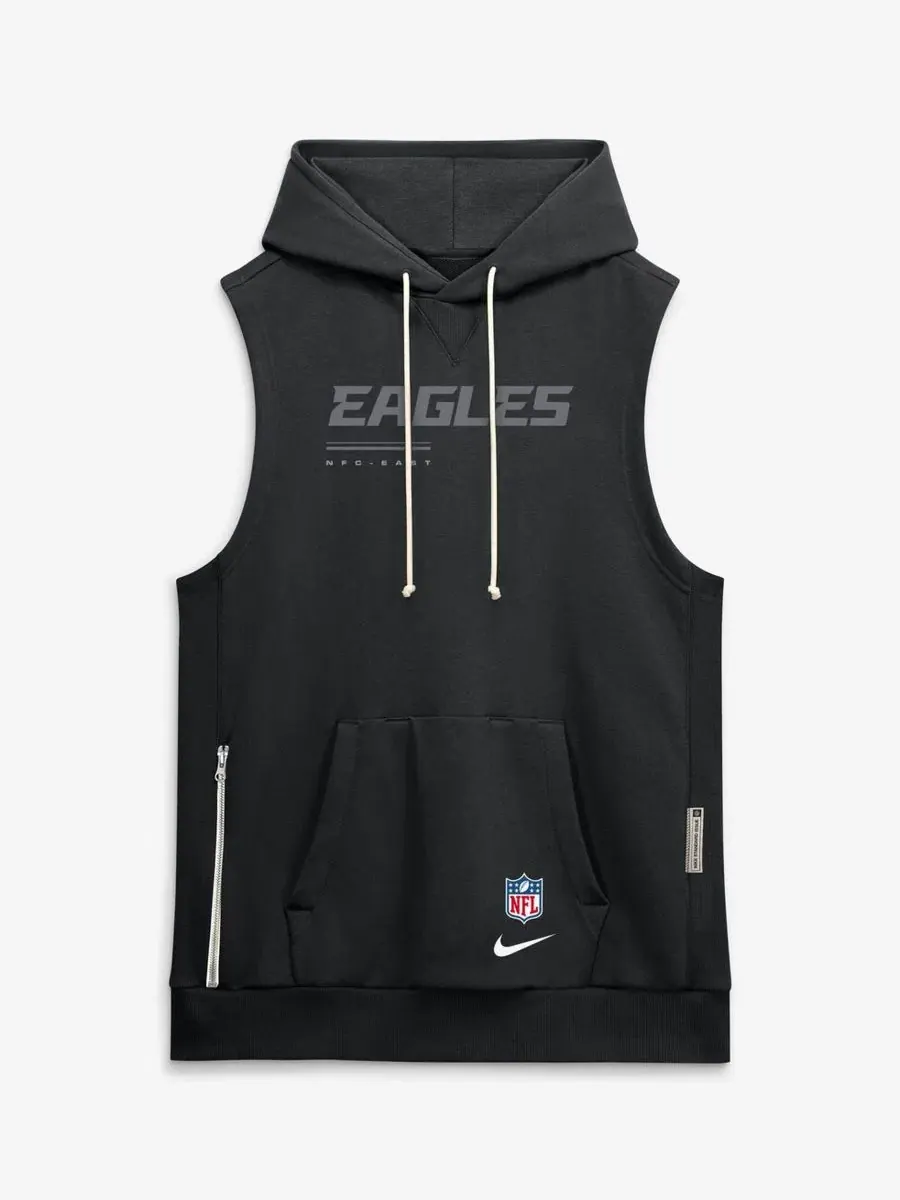 Безрукавный худи с капюшоном Philadelphia Eagles Sideline Standard Issue Dri-FIT Nike — изображение 4 из 5, черный