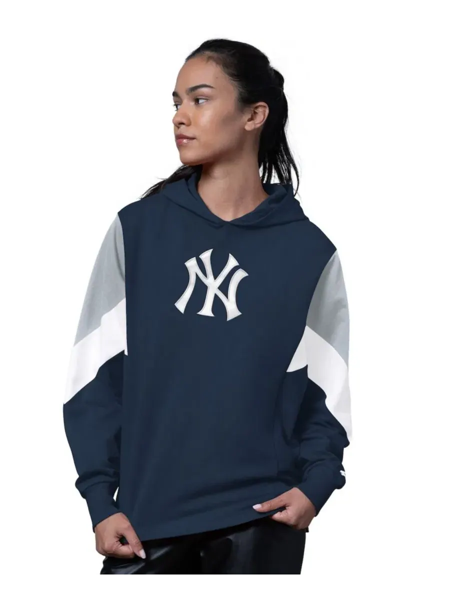 Женский пуловер-худи с принтом New York Yankees Scrimmage Pullover Starter — изображение 1 из 2, темно-синий