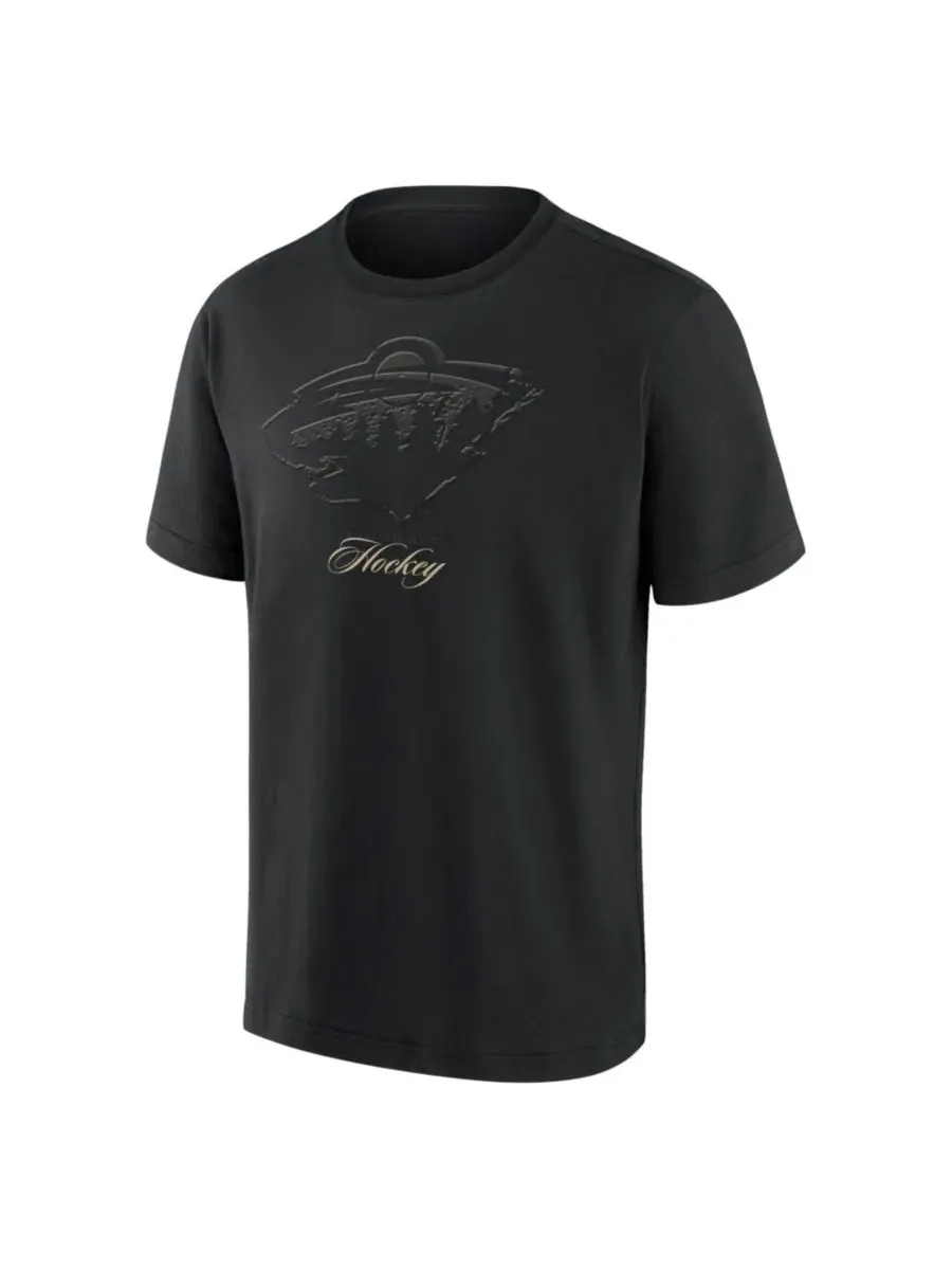 Футболка с принтом Minnesota Wild Blackout Heavyweight Fanatics — изображение 2 из 3, черный