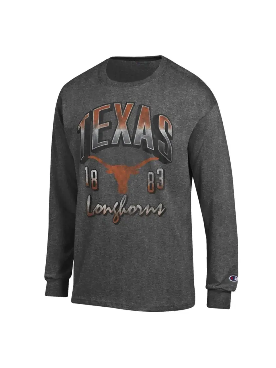 Футболка с длинным рукавом с принтом Texas Longhorns Champion — изображение 2 из 3, темно-серый