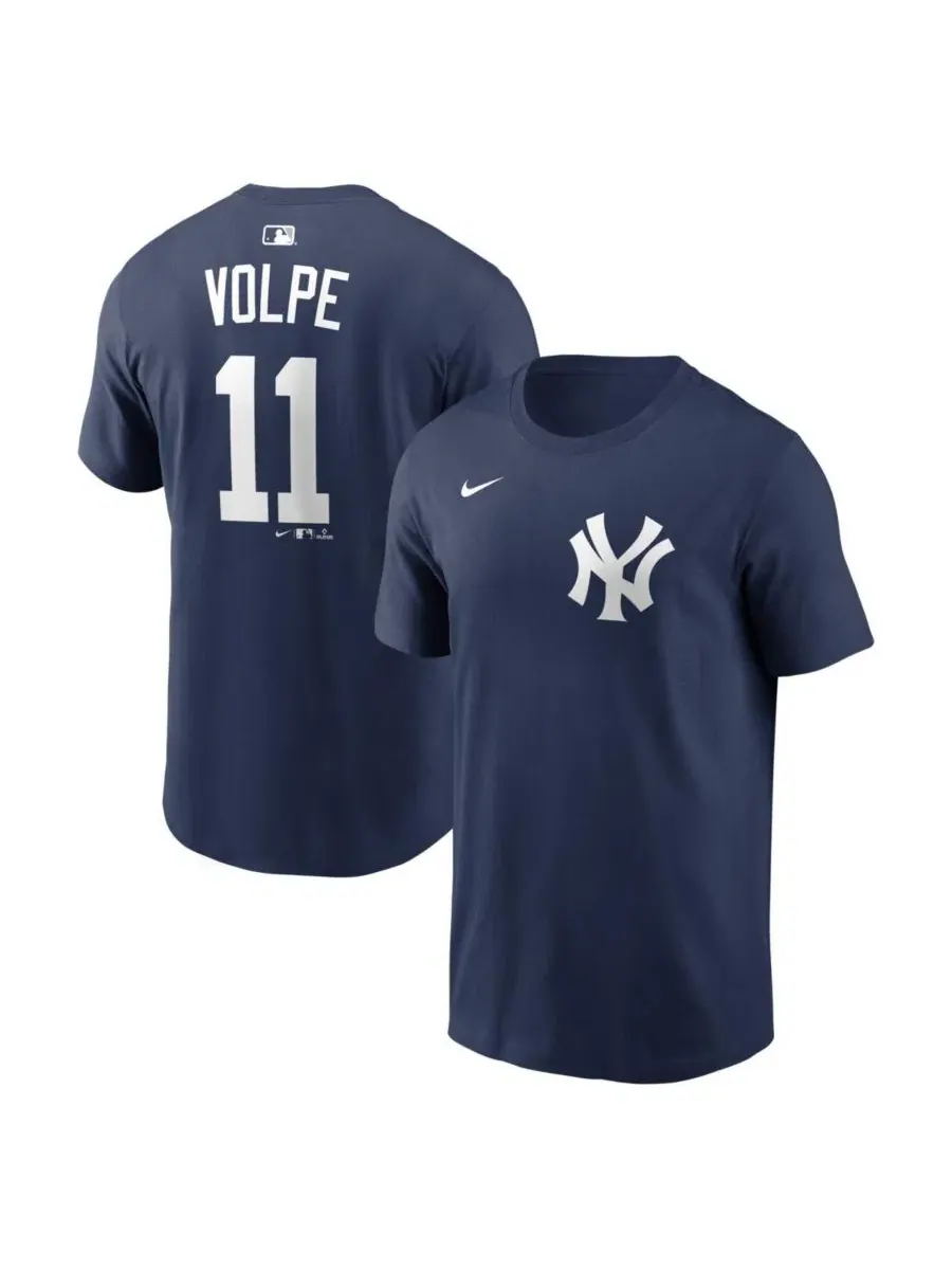 Футболка мужская с именем и номером Anthony Volpe Nike — изображение 1 из 3, темно-синий