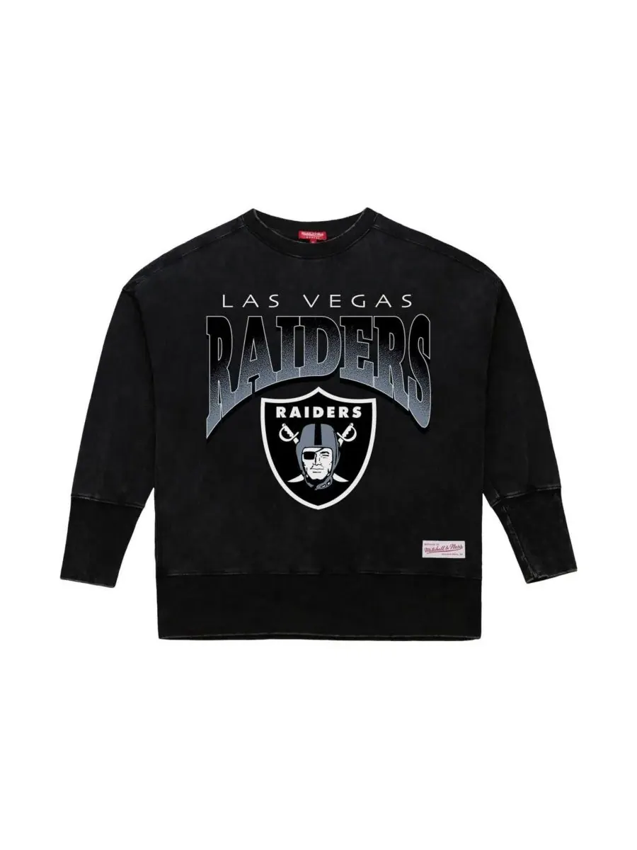 Mitchell & Ness Женская черная толстовка с круглым вырезом Las Vegas Raiders Delineate Mineral Wash — изображение 3 из 3