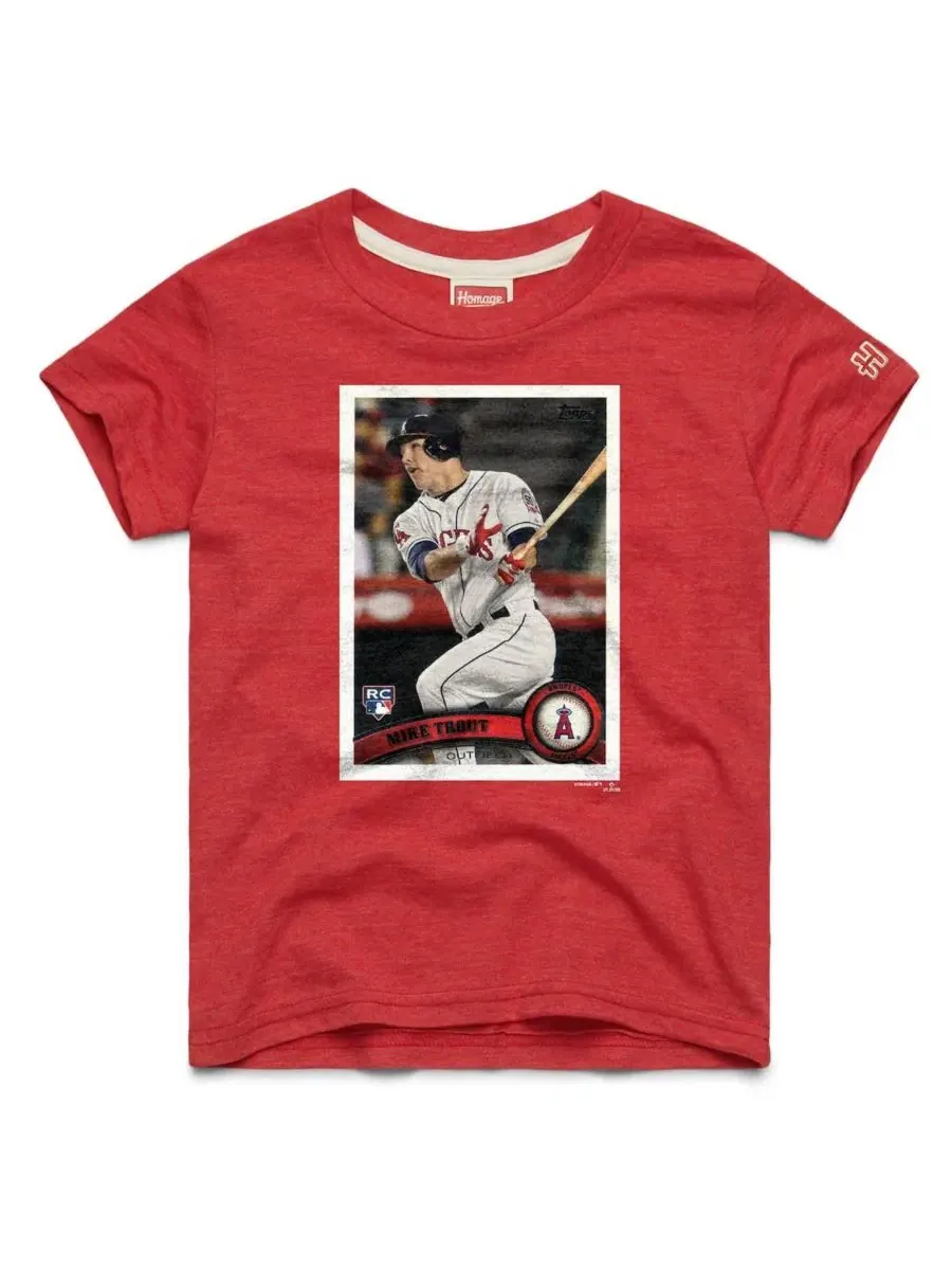 Футболка с принтом Topps Baseball Card Mike Trout Homage — изображение 1 из 1, красный