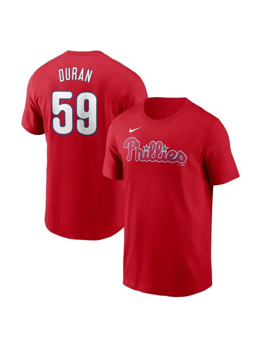 Nike Мужская красная футболка Jhoan Duran Philadelphia Phillies с фьюзом и номером игрока — изображение 1 из 3, красный