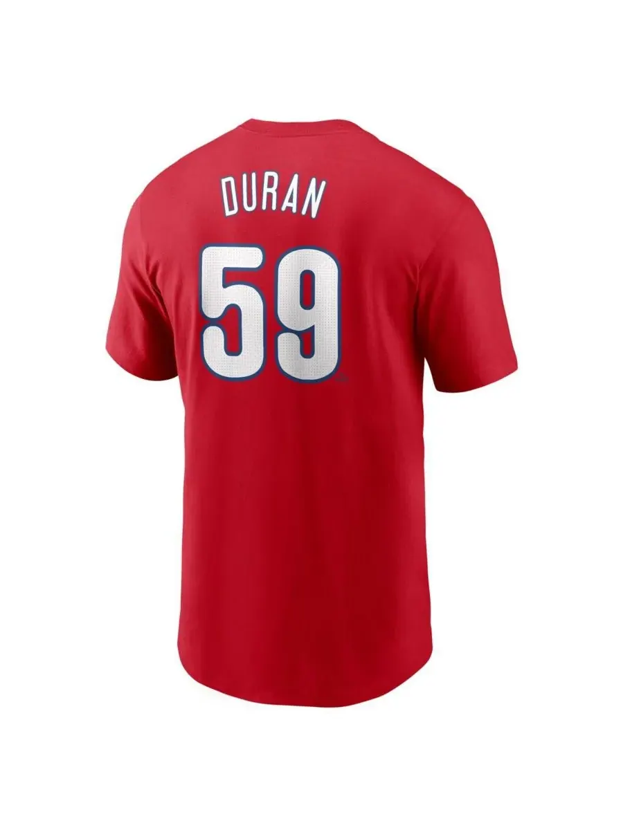 Nike Мужская красная футболка Jhoan Duran Philadelphia Phillies с фьюзом и номером игрока — изображение 3 из 3, красный