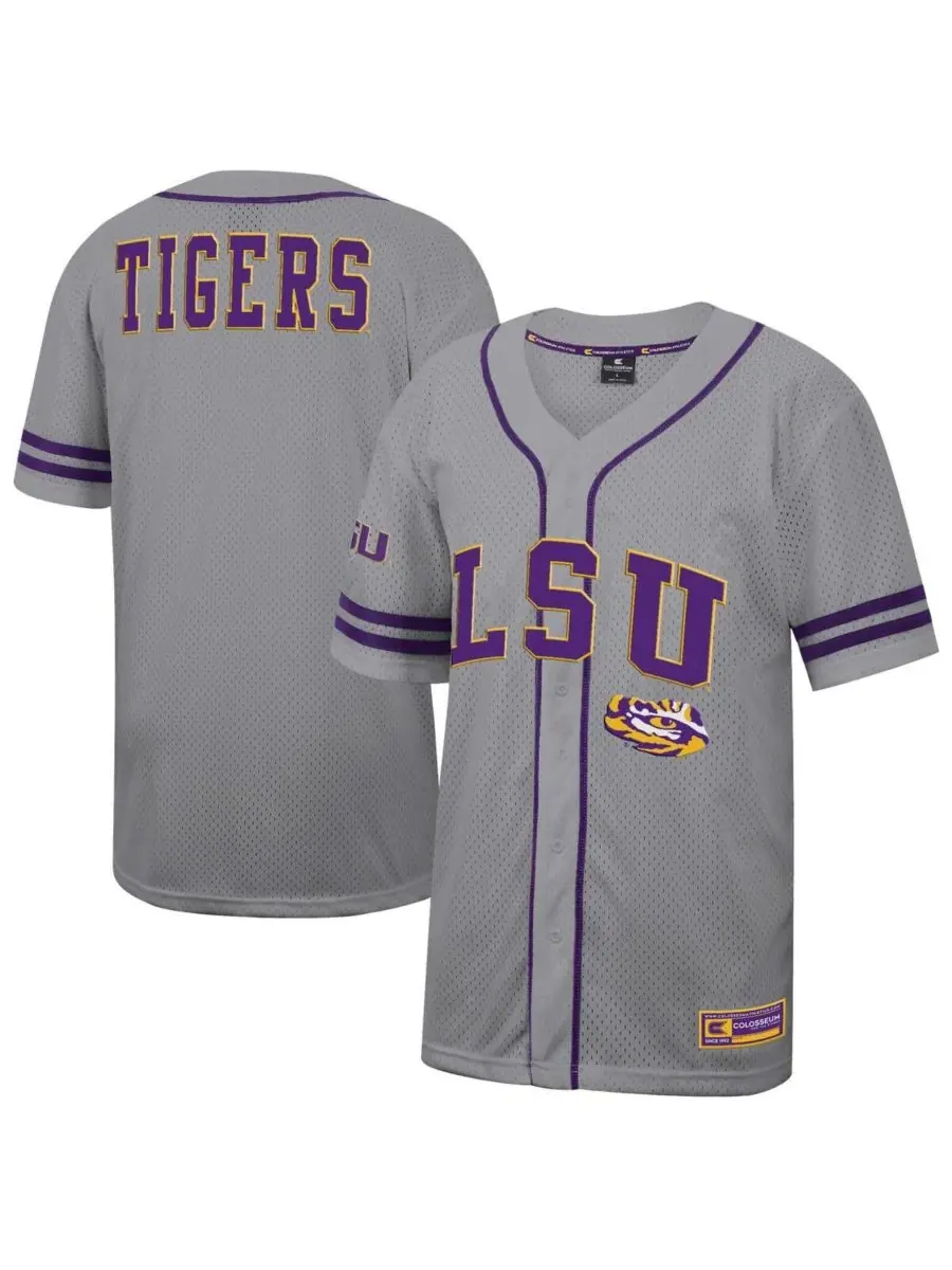 Colosseum Мужская серая бейсбольная майка LSU Tigers Free Spirited — изображение 1 из 3, серый