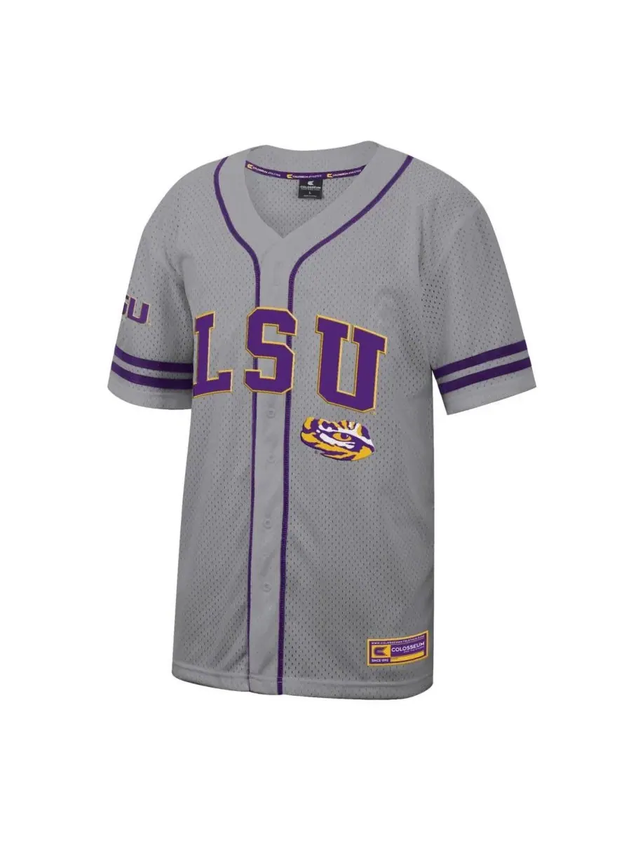 Colosseum Мужская серая бейсбольная майка LSU Tigers Free Spirited — изображение 3 из 3, серый
