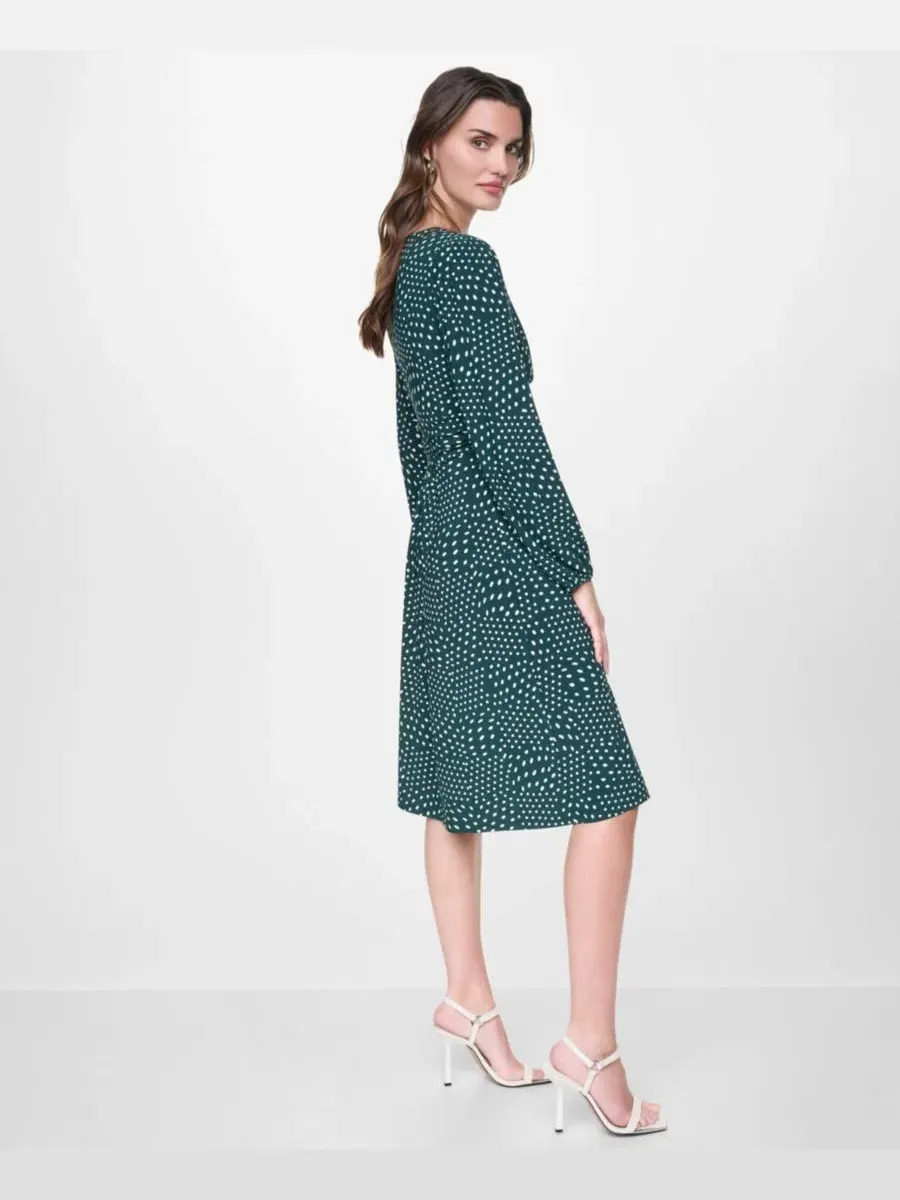 Платье-миди с запахом и длинным рукавом DKNY, Malachite Coconut — изображение 3 из 5