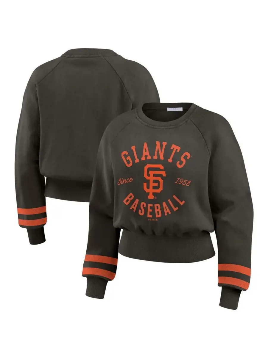 WEAR by Erin Andrews Женская черная укороченная толстовка с винтажным принтом San Francisco Giants — изображение 1 из 4