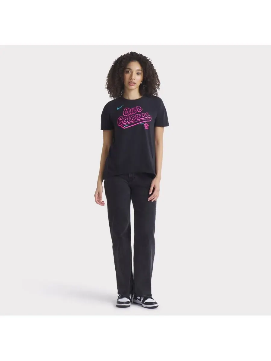 Nike Женская черная футболка Miami Marlins 2025 City Connect Flowy Fashion Tri-Blend Performance — изображение 3 из 3, черный