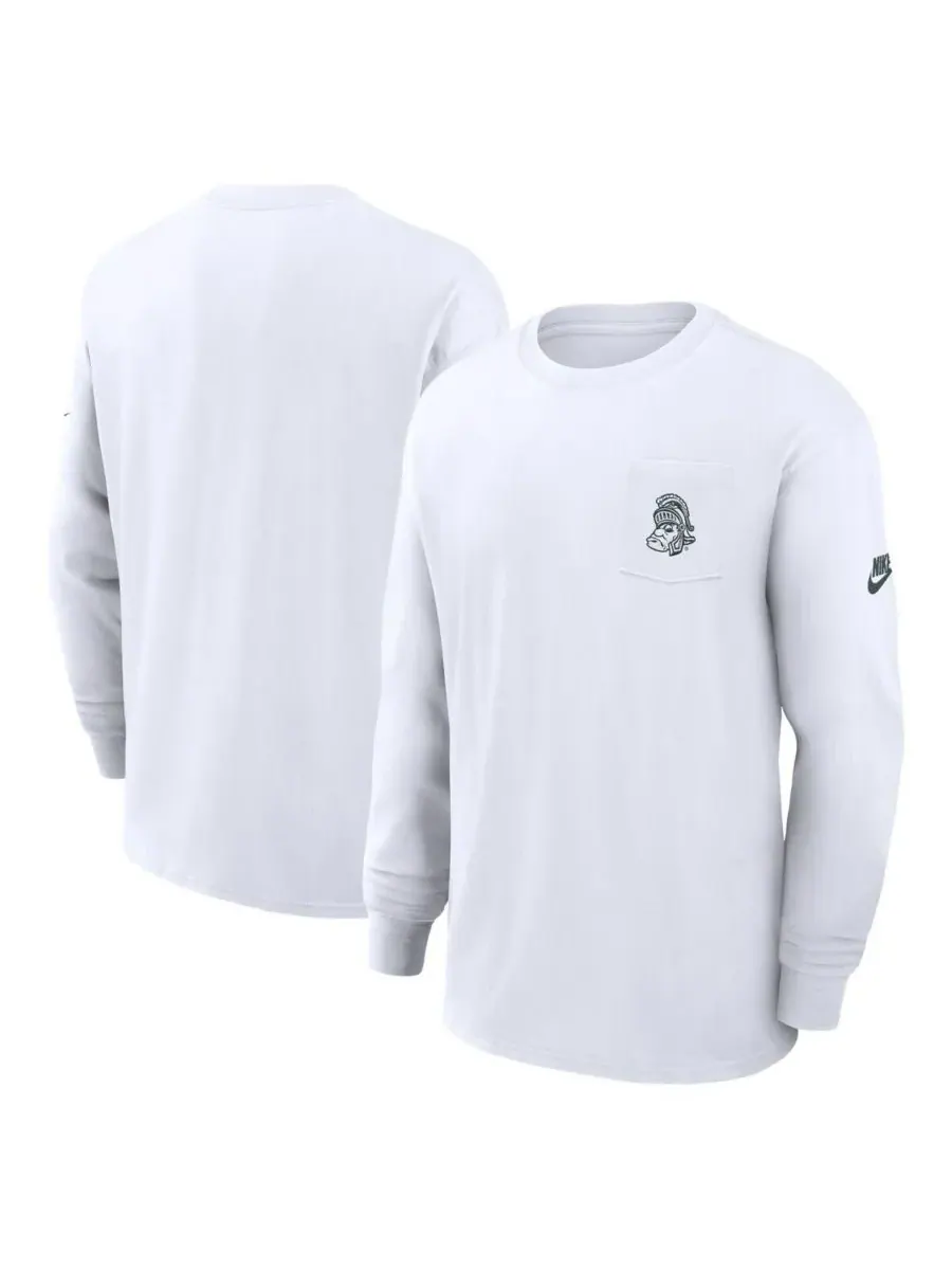 Nike Мужская белая футболка с длинными рукавами Michigan State Spartans Legacy Max90 Pocket — изображение 1 из 3, белый