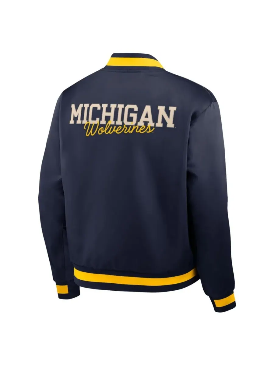 Nike Мужская темно-синяя куртка-бомбер Michigan Wolverines Legacy с застежкой на кнопках — изображение 5 из 5