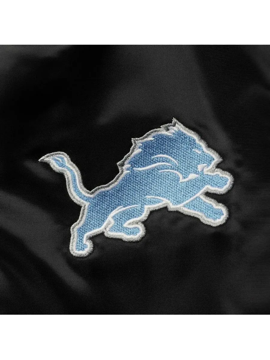 Starter Мужская черная атласная куртка Detroit Lions Locker Room с застежкой на кнопках — изображение 3 из 4, черный