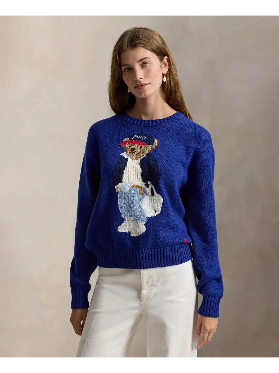 Женский свитер Polo Bear с круглым вырезом Polo Ralph Lauren, Sporting Royal — изображение 1 из 5