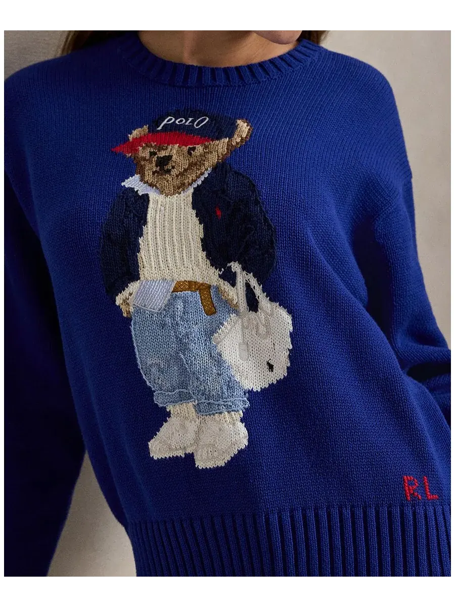 Женский свитер Polo Bear с круглым вырезом Polo Ralph Lauren, Sporting Royal — изображение 3 из 5