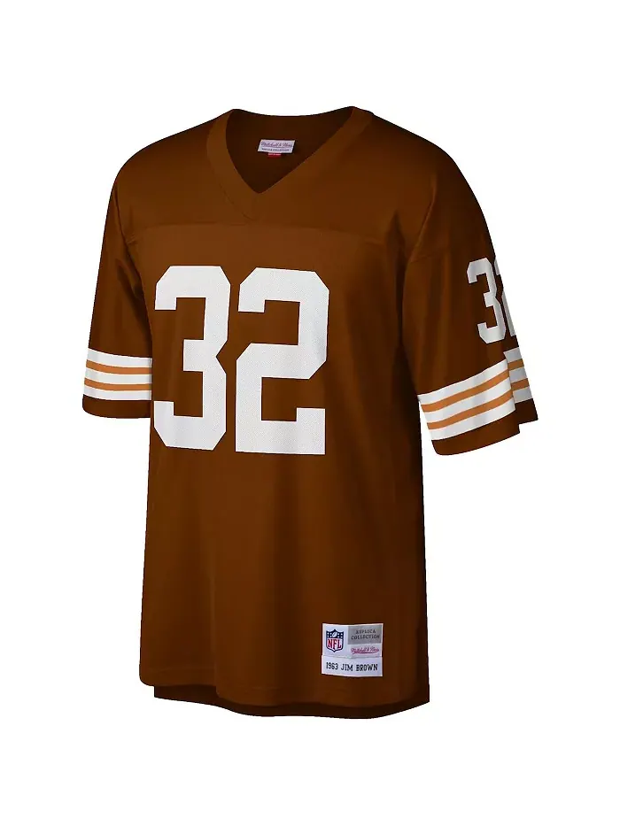 Мужская реплика джерси Джима Брауна Cleveland Browns 1963 года для высоких и полных Mitchell & Ness — изображение 3 из 3