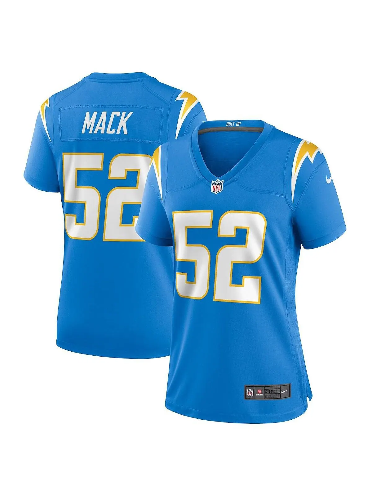 Женская футболка khalil mack powder blue los angeles chargers game jersey Nike — изображение 1 из 3, синий