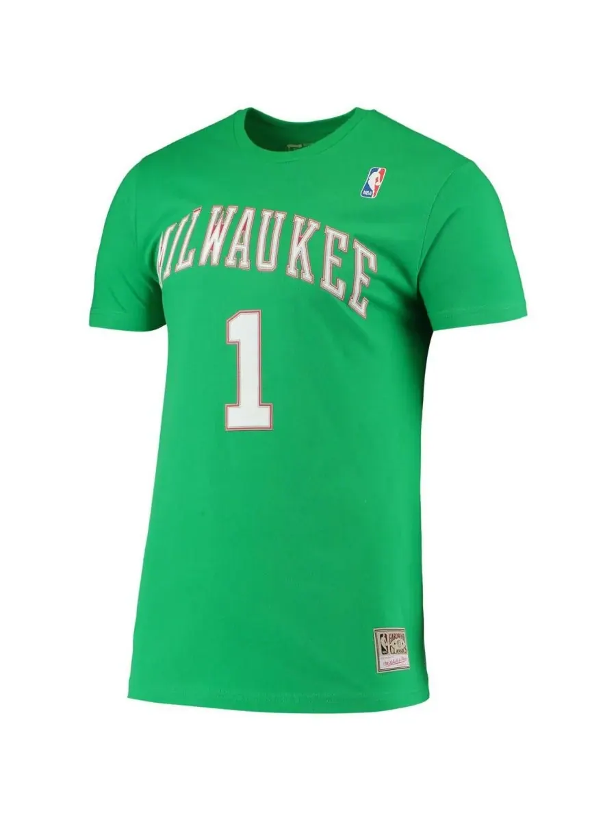 Mitchell & Ness Мужская футболка Oscar Robertson Green Milwaukee Bucks Hardwood Classics с вышитым — изображение 3 из 3