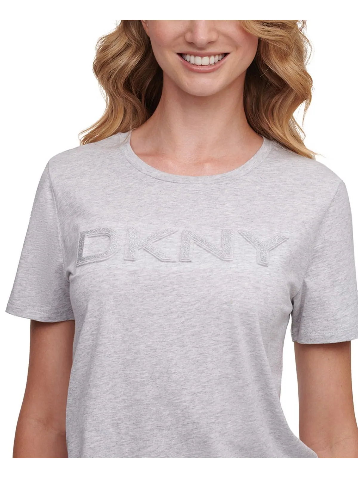 Футболка с блестящим логотипом DKNY — изображение 1 из 3, серый