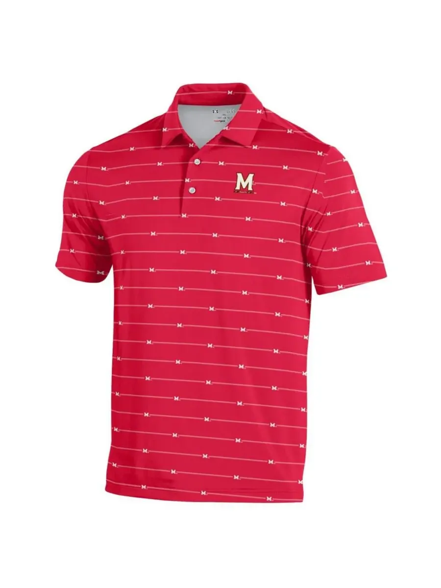 Under Armour Мужская красная футболка-поло Maryland Terrapins Gameday ArmourFuse — изображение 3 из 3, красный