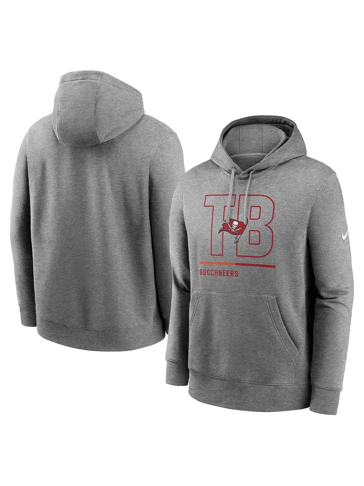 Мужской флисовый пуловер с капюшоном серого цвета Tampa Bay Buccaneers City Code Club Nike — изображение 1 из 3, серый