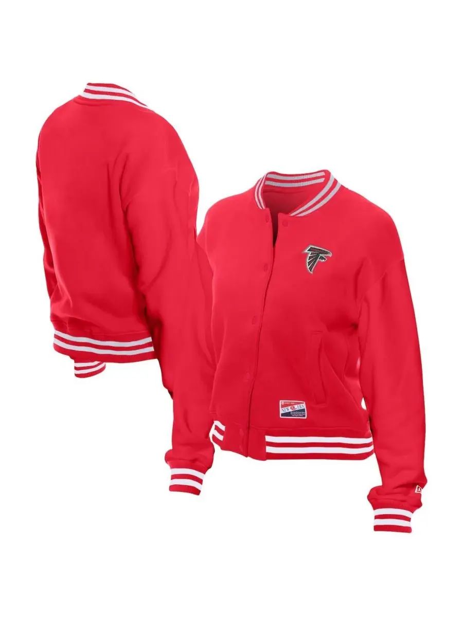 New Era Женская красная флисовая куртка Atlanta Falcons в стиле ретро с застежкой на кнопках