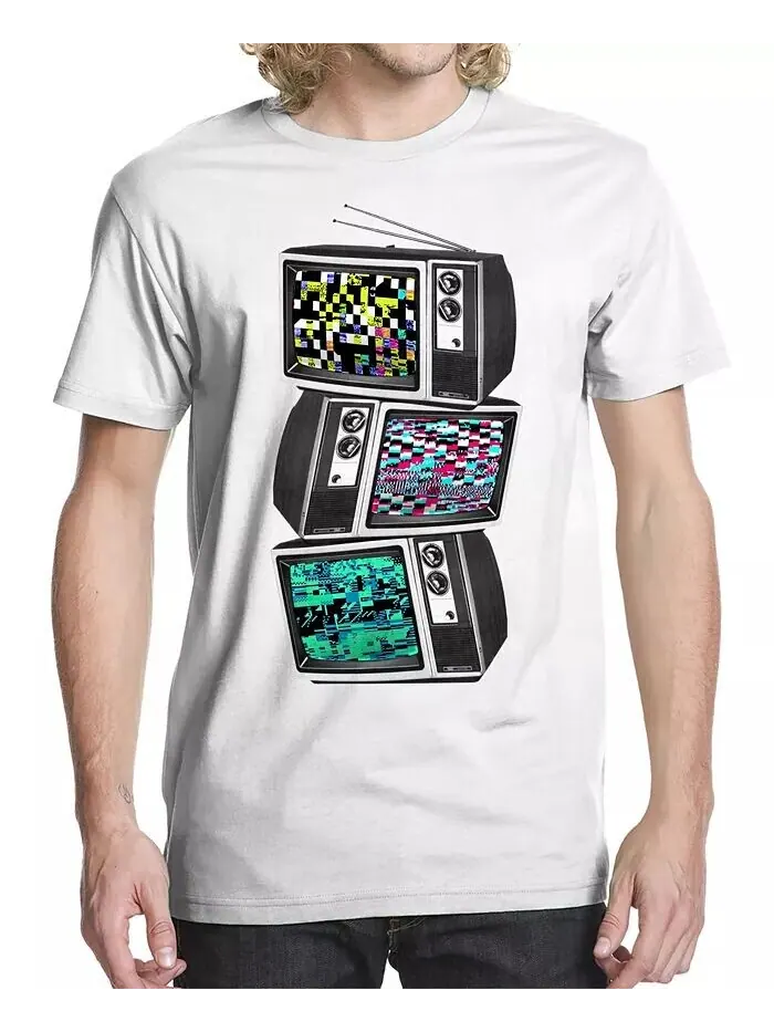 Мужская футболка с принтом Glitched TV Buzz Shirts