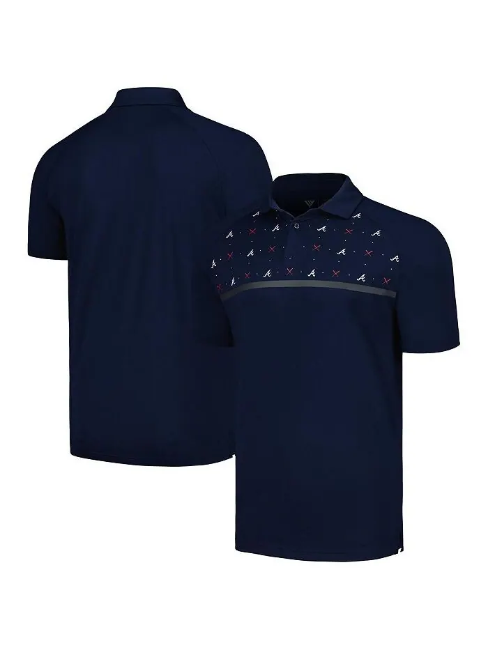 Мужская темно-синяя рубашка-поло Atlanta Braves Sector Batter Up реглан LevelWear — синий